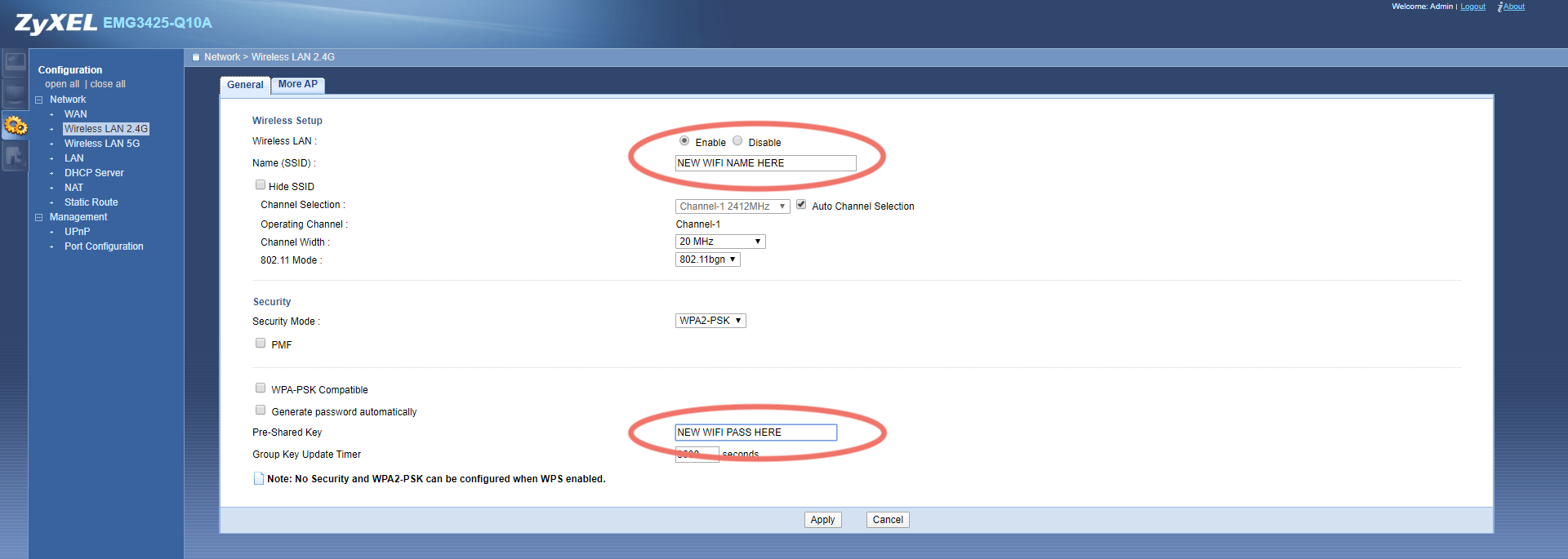 ZyXel EMG3425 Router: How to Change the WiFi Password Starry Support